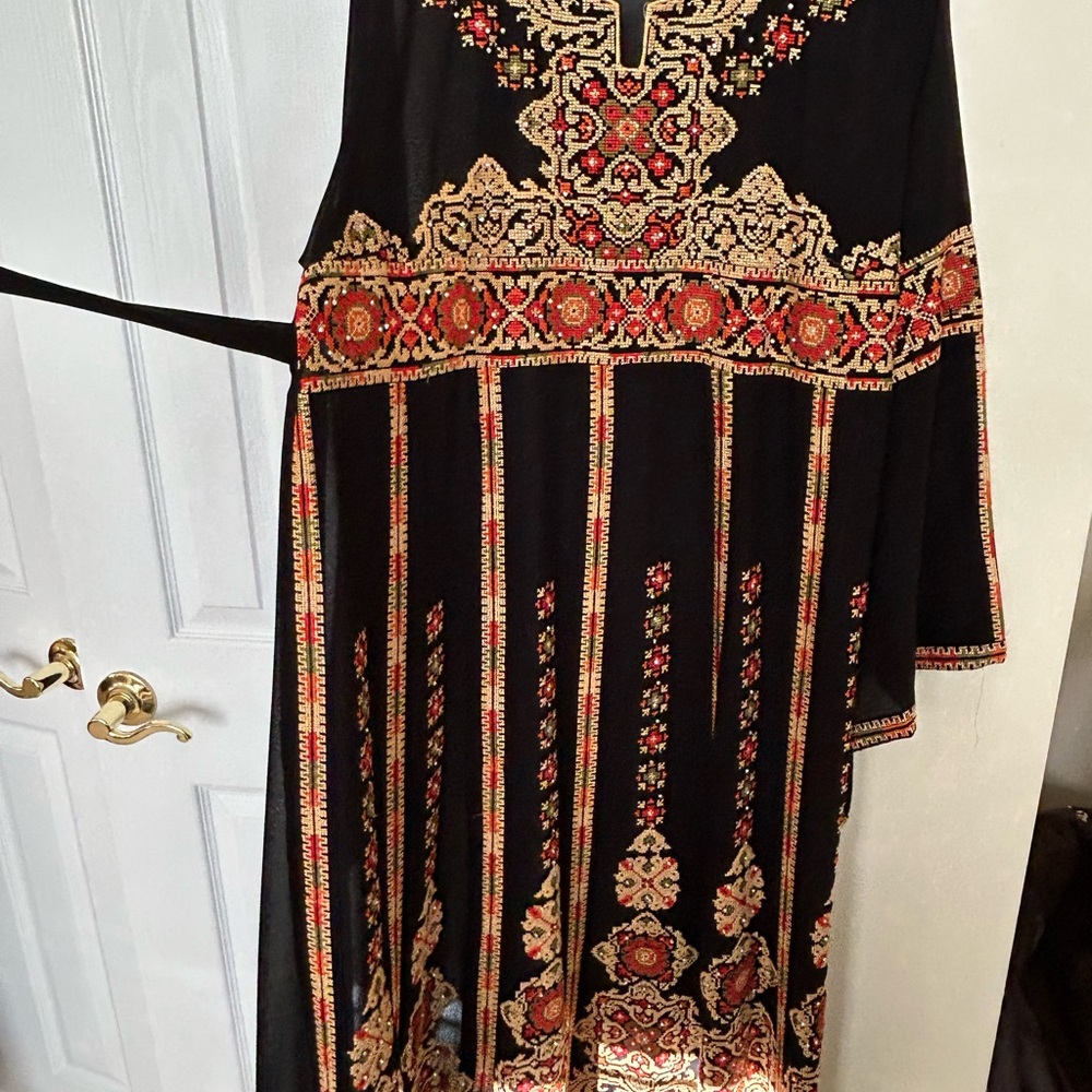 Black and Gold Embroidered Dress